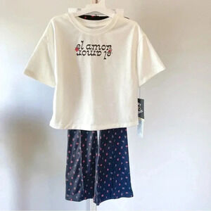 Art Class Girls Short Sleeve Pajama Set White Size‎ S